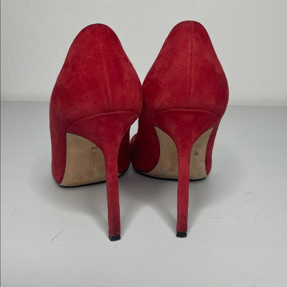 Manolo Blahnik Red Suede Pumps 4" Heels Shoes Size 36 US 6 - Picture 3 of 6